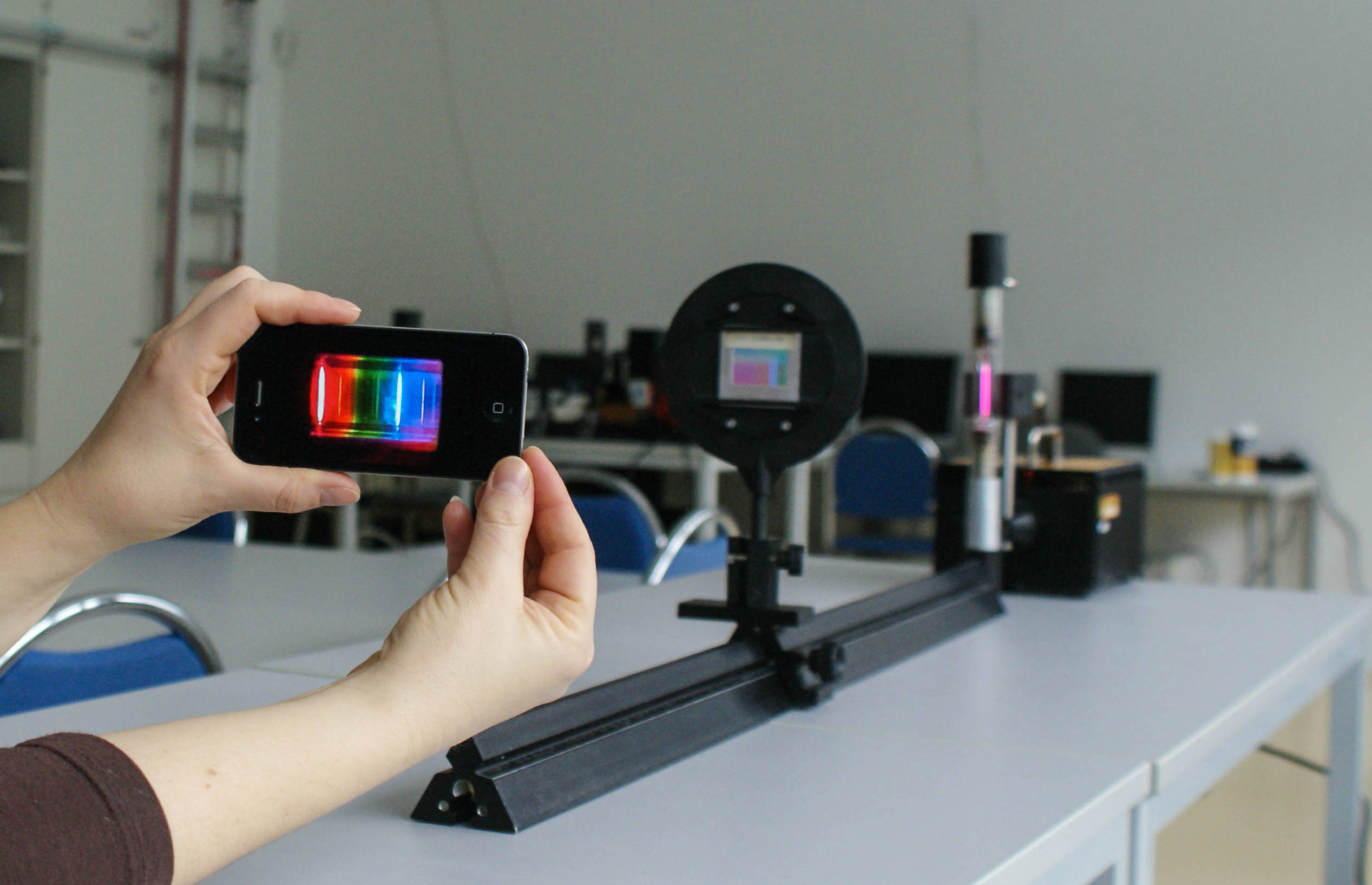 Optikexperiment unter Benutzung einer Smartphone Kamera